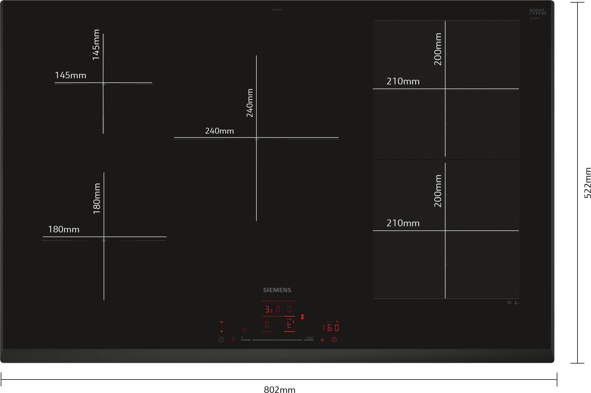 SIEMENS IQ700 table de cuisson à induction - 80cm - EX851HVC1E