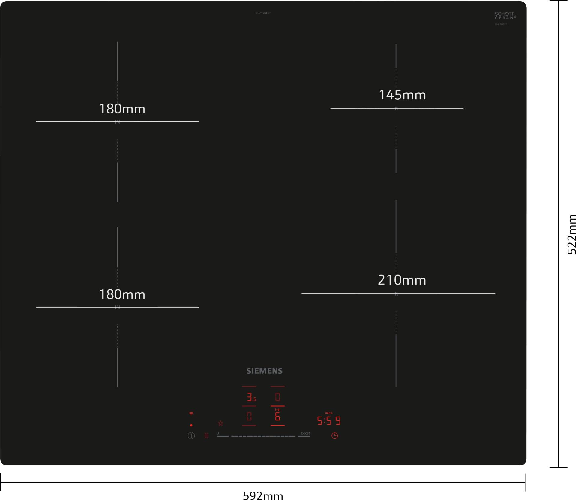 SIEMENS IQ100 table de cuisson à induction - 60cm - EH61RHEB1E