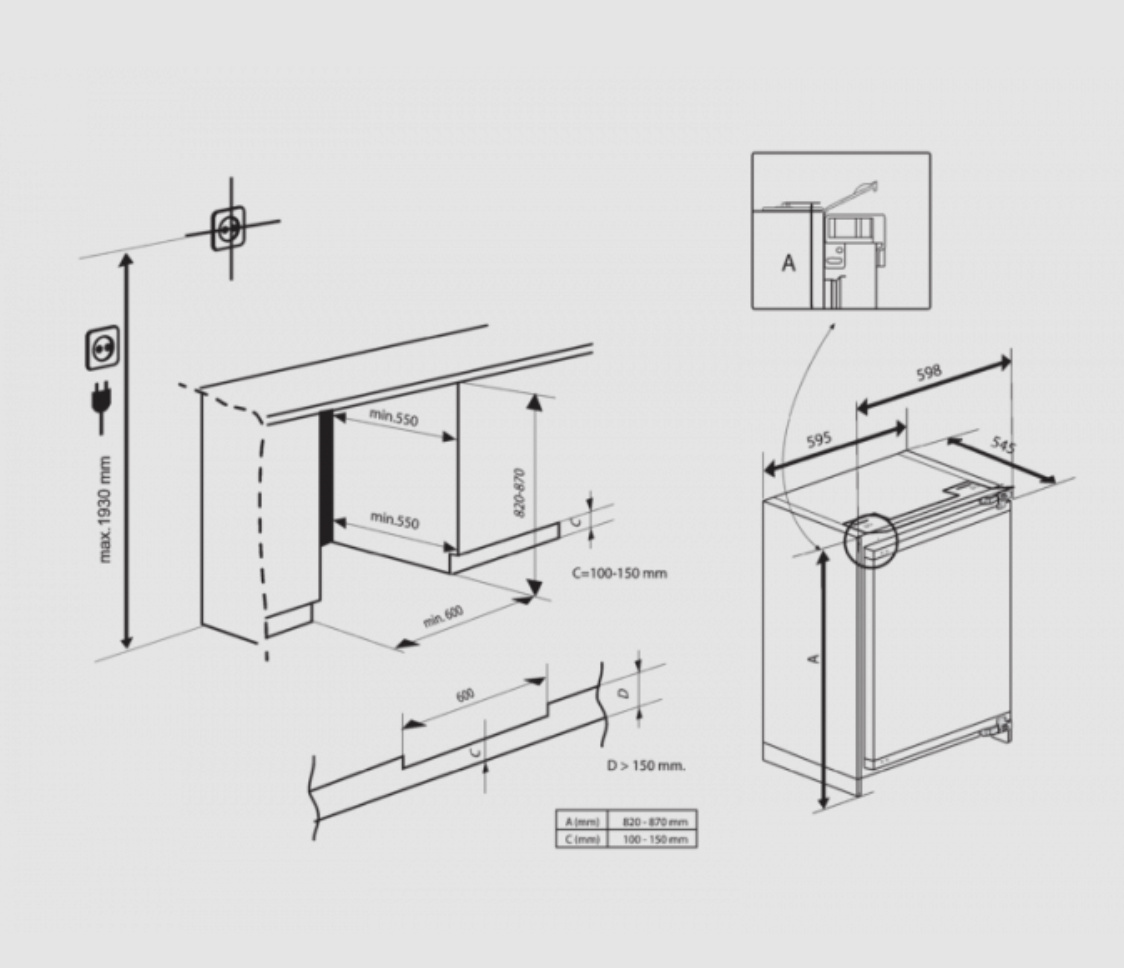 BEKO réfrigérateur sous-encastable avec surgélateur - BU1104N