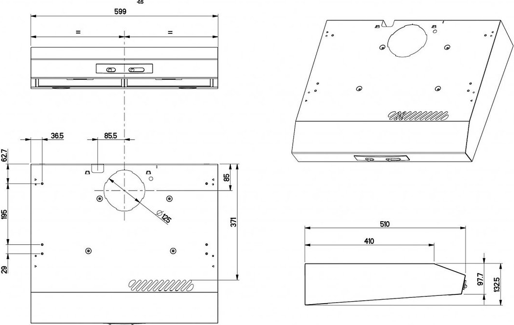 BEKO groupe d'extraction - 60cm - HNS61210XH