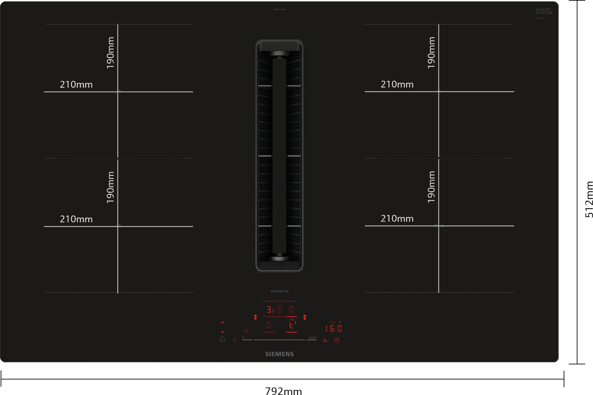 SIEMENS IQ500 table de cuisson avec hotte integrée - 80cm - ED807HQ26E