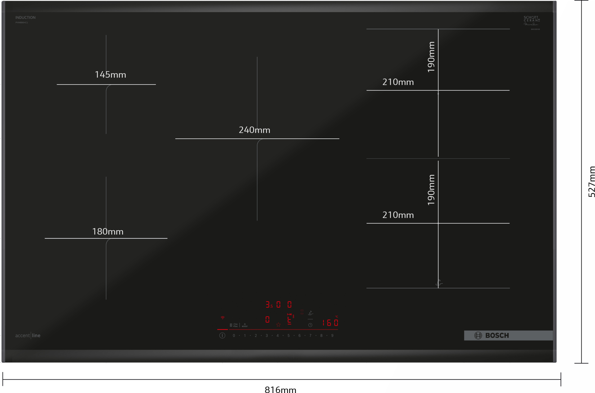 BOSCH SERIE 6 table de cuisson à induction - 80cm - PVW890HC1E