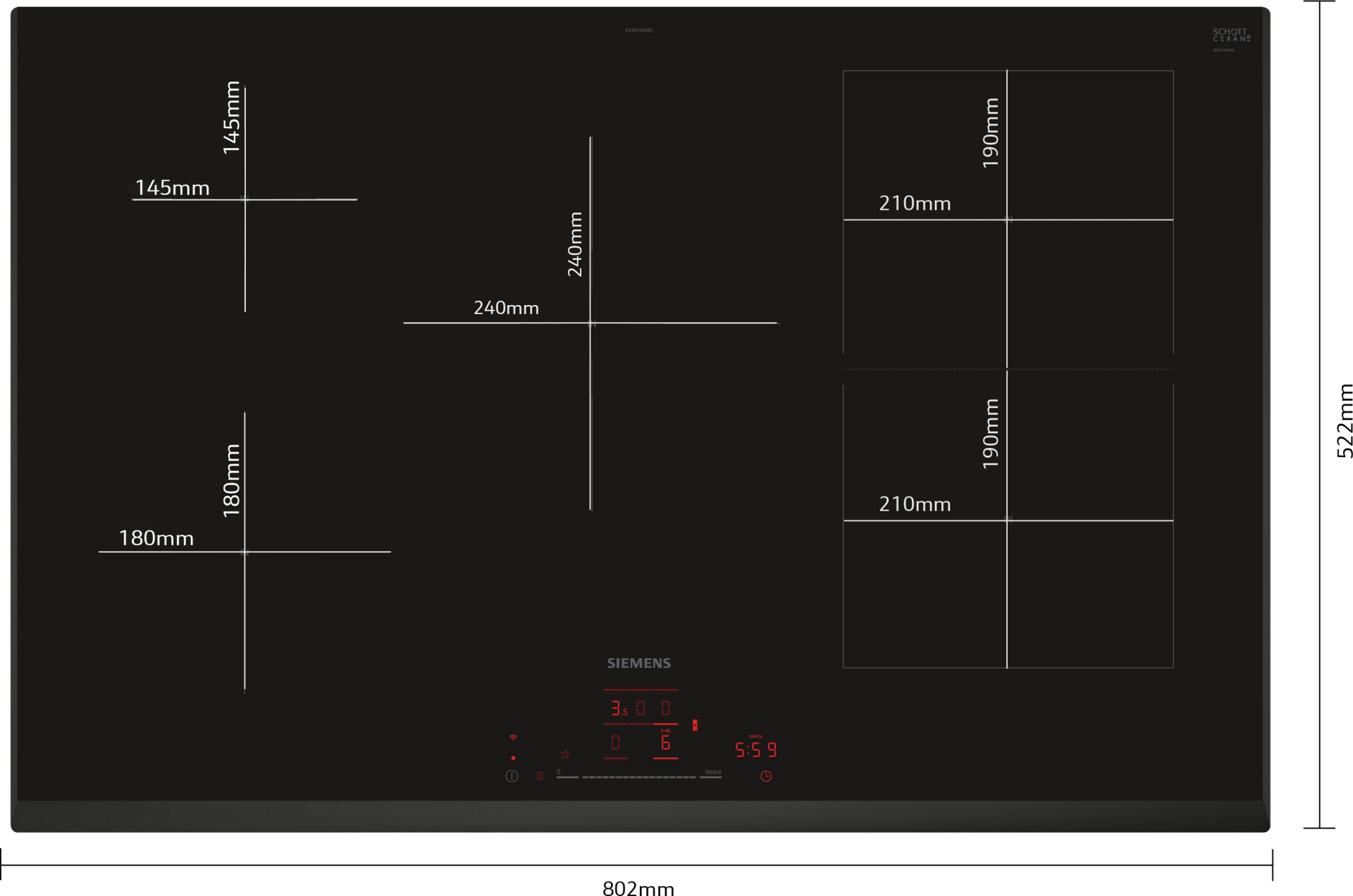 SIEMENS IQ500 table de cuisson à induction - 80cm - ED851HWB1E