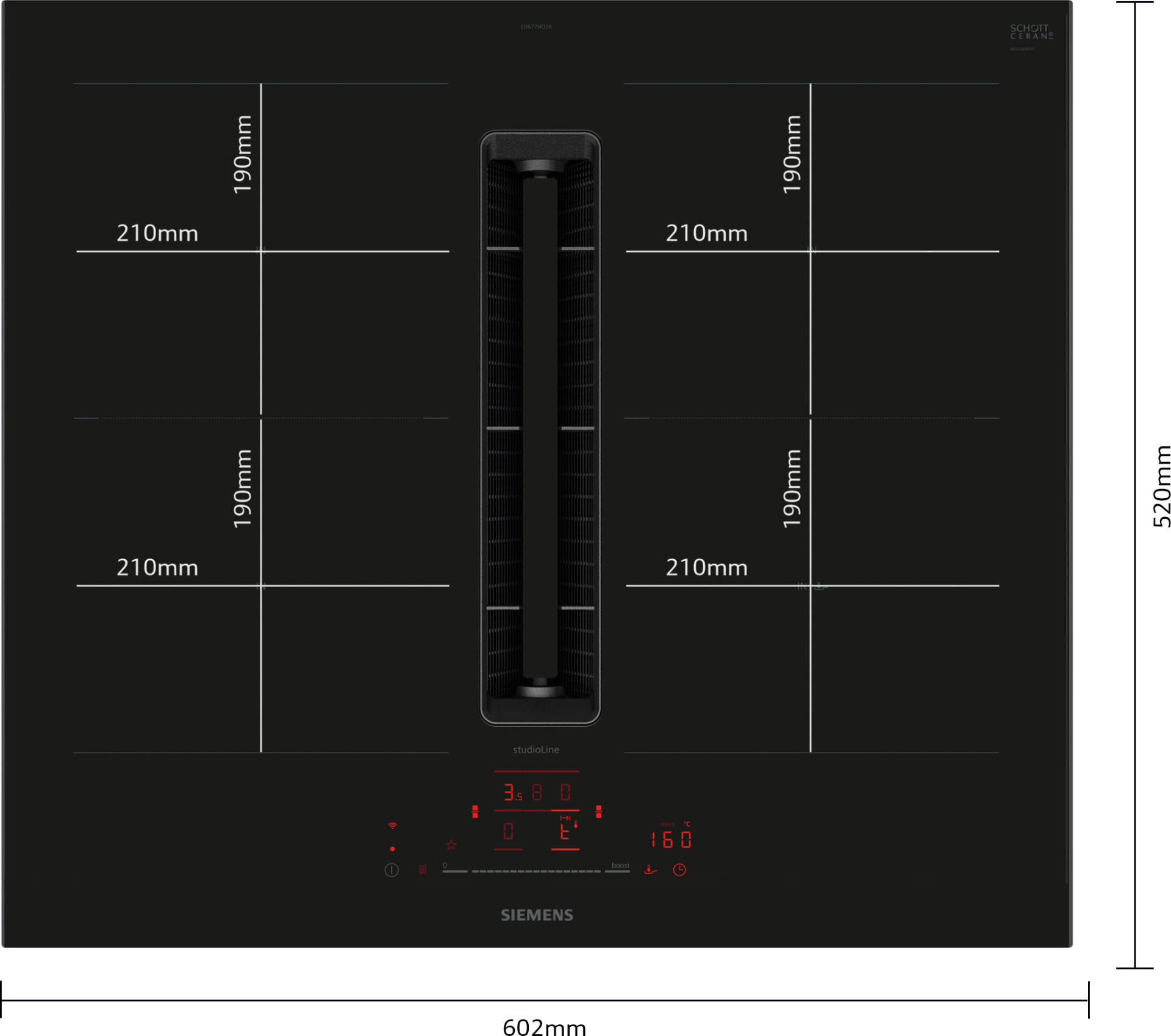 SIEMENS IQ500 table de cuisson avec hotte integrée - 60cm - ED677HQ26E