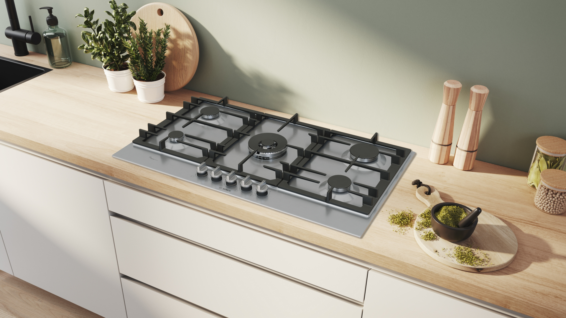 BOSCH SERIE 6 table de cuisson au gaz - 90cm - PCR9A5I90