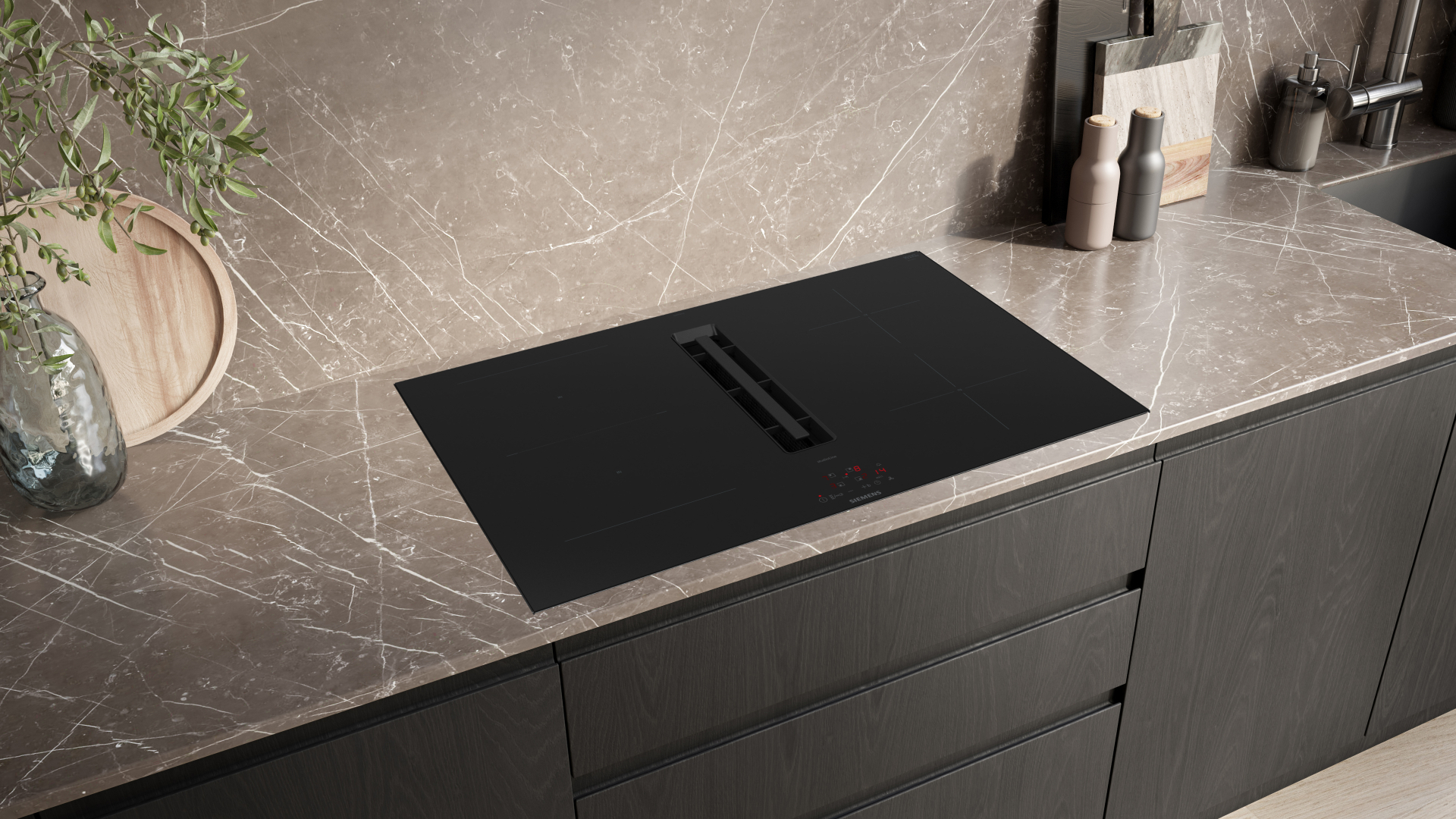 SIEMENS IQ300 table de cuisson avec hotte integrée - 80cm - ED877BS16E