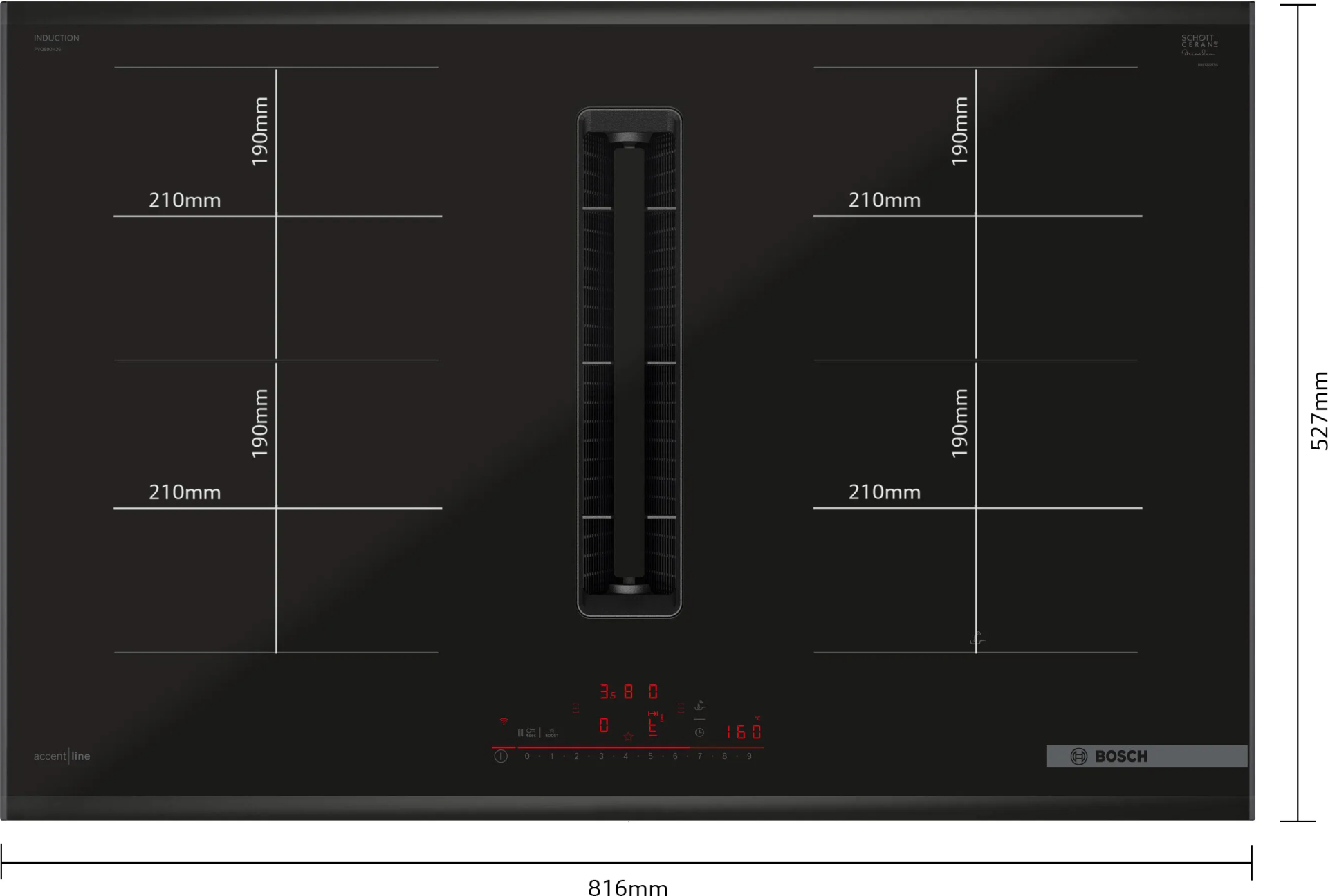BOSCH SERIE 6 table de cuisson avec hotte integrée - 80cm - PVQ890H26E